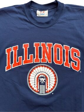 Vintage Illinois Fighting Illini Navy Blue & Orange Men’s T-Shirt Sz M USA Made